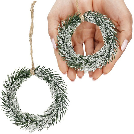 Suspensions de Noël Mini-couronnes de l'Avent en look hivernal 10 cm 24 pièces