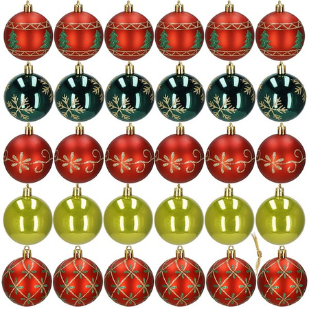 Boules de Noël en plastique 30 pièces Diamètre 6 cm