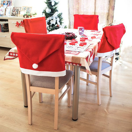 Housses de chaise avec bonnet de Père Noël Taille 48 x 68 cm 4 pièces.