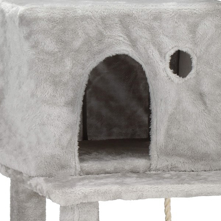 Arbre à chat avec hamac maison pour chats 4 plateformes 145 cm gris