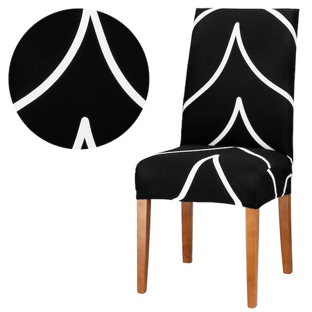 Housse de chaise élastique en spandex noir et blanc pour chaise de salle à manger