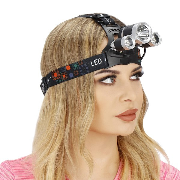 Akku-Stirnlampe LED Kopflampe mit 3 Lichtern Wiederaufladbar