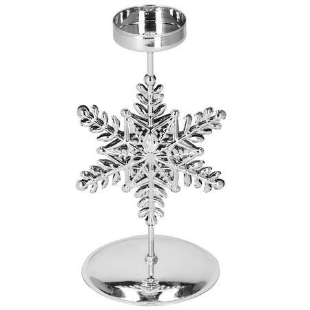 Teelichthalter aus Metall, Kerzenhalter, Schneeflocke, 17 cm