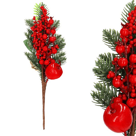 Branches de décoration artificiels Branches d'hiver 3 pièces 32 cm Baies d'oiseaux rouges Pomme